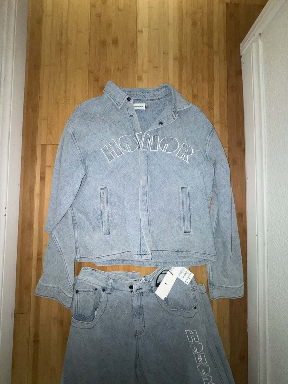 Honor The Gift Diamond Denim Jacket & Jeans Set Light Indigo